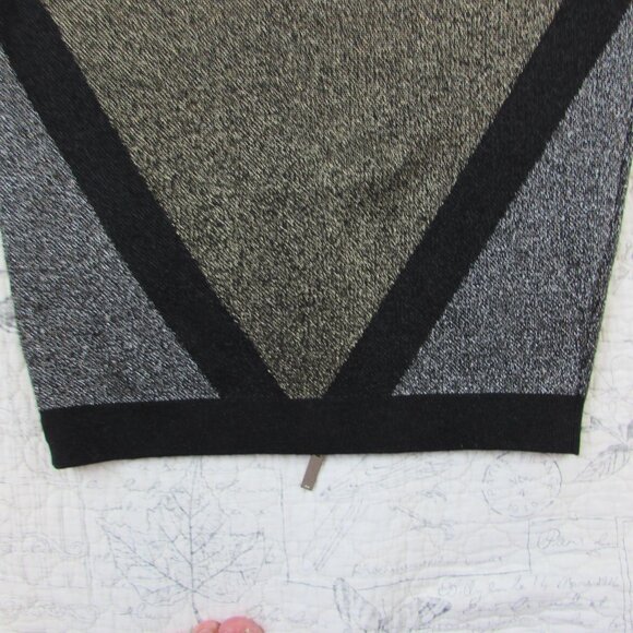 Karen Millen Metallic Bandage Knit Bodycon Dress Front Zip Gold Black UK S 4-6 - Picture 10 of 16